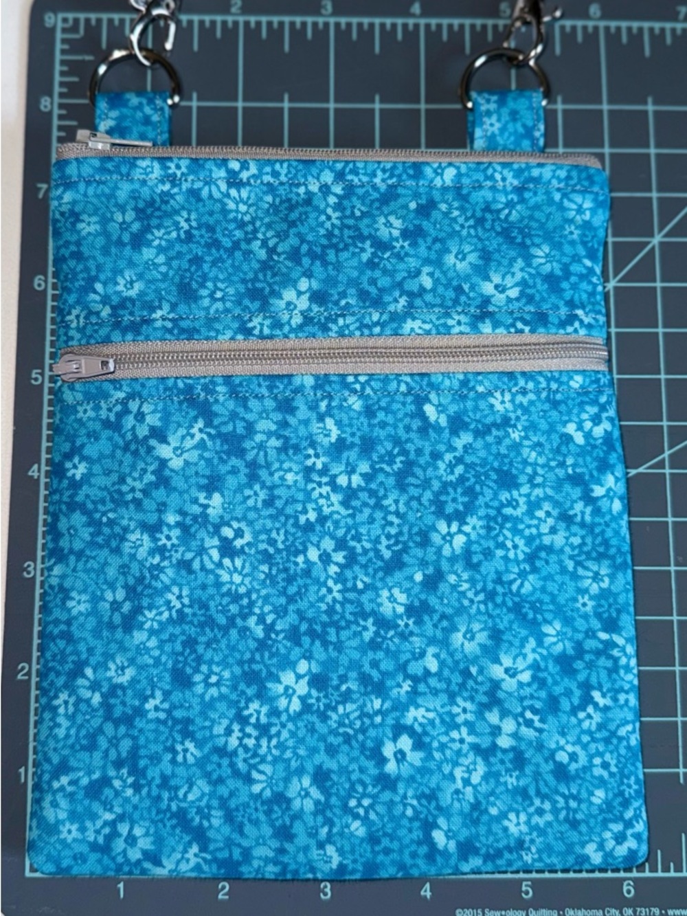 Blue Floral Crossbody Purse